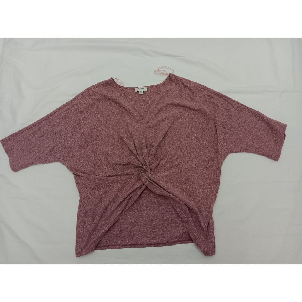 Umgee‎ USA Women's M Pink Marled Knit Dolman Sleeve Twist Front Top